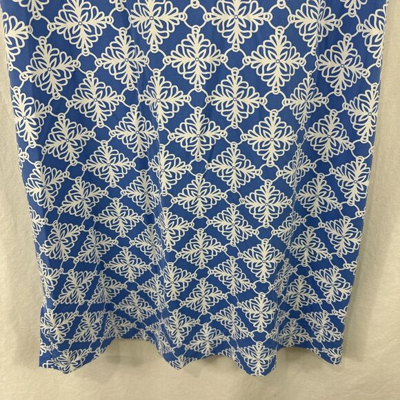 Lulu B Peri  & White Geo Print Sleeveless Swing Dress Women’s Size L Coastal - Picture 5 of 10